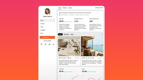 Influencer profile audit with 35+ metrics: audience demographics, engagement and authenticity
