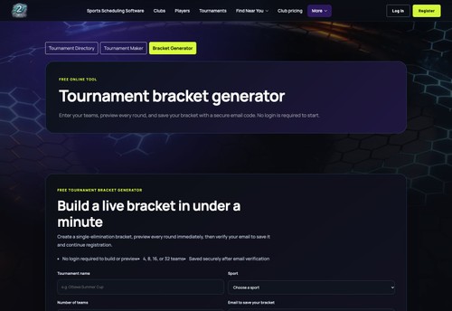 Play 2 Earn Sports tournament bracket generator interface