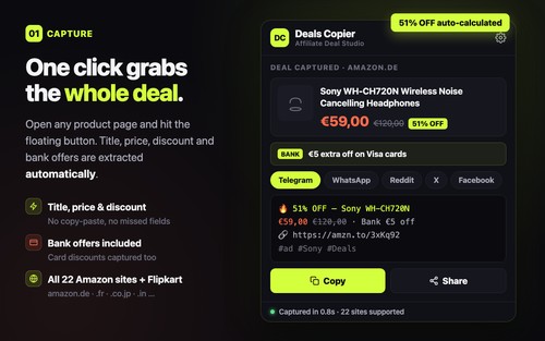 Deals Copier - AI Affiliate Post Maker screenshot
