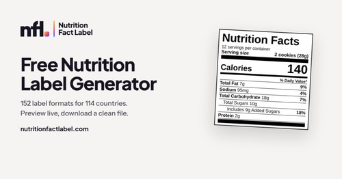 Free nutrition label generator: create FDA-compliant Nutrition Facts labels in minutes