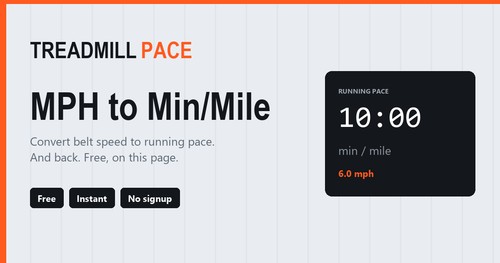 TreadmillPace free pace calculator on the 5K page.