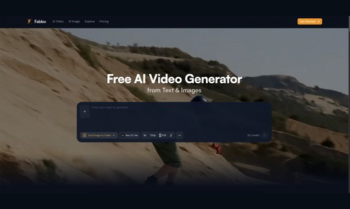 Fabbo AI image and video generation website.